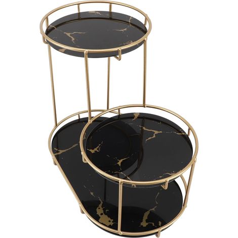 Make-up-Regal-Organizer, Eisen, Glas, stilvoller, moderner Badezimmer-Organizer für Kosmetik, Parfüm und Hautpflege, schwarzer Hintergrund (1/5)