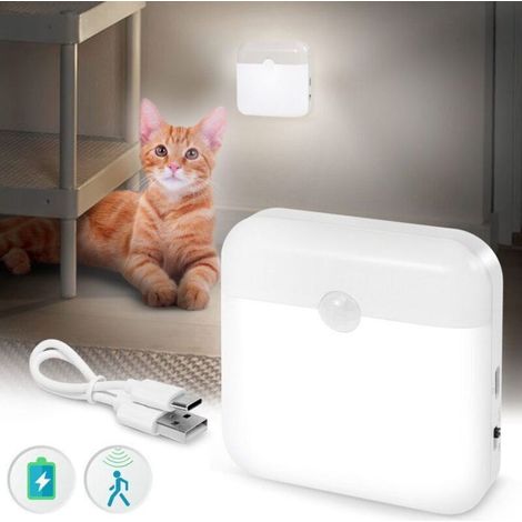Bardusch-Veilleuse LED Détecteur de Mouvement Rechargeable - 180 Jours Batterie, 20s Extinction Auto, Blanc 6000K pour Couloir/Salle de Bain (1/4)