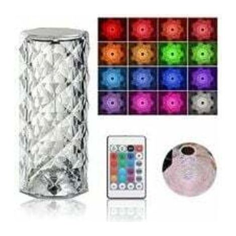 Crystal table lamp with touch and remote control, 16 colors, USB charging function, LED lighting – lamp for bedroom/bar/restaurant