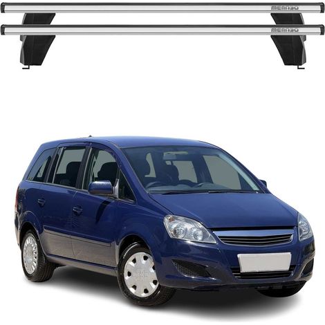 OMAC Dachträger Querträger Alu für Opel Zafira B 2005-2008 Pre-FL – Abschließbar – T-Nut – City-Crash-getestet – Max. 75 kg Silber (1/5)