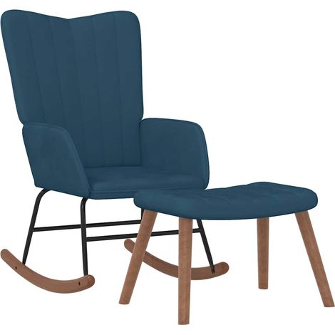 Maison Exclusive - Schaukelstuhl mit Hocker Samt Blau (1/5)