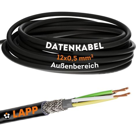 10 Meter Lapp 1030525 LiYCY geschirmte Steuerleitung 12x0,5 mm² I UV-resistent I Signalkabel 12 adrig I Datenkabel für Außenbereich I Lötkabel I Verbindungsleitung LED I Anschlussleitung schwarz