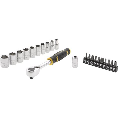 Juego de carraca ¼" 120 dientes + puntas  STANLEY FATMAX FMMT82679-0