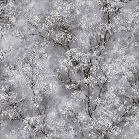 Flowers wallcovering wall Profhome 374201 non-woven wallpaper smooth aquarelle style glittering grey black white 5.33 m2 (57 ft2) (1/5)