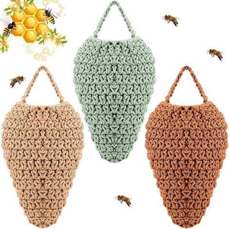 Lot de 3 faux nids de guêpes suspendus, décoration artificielle 32 x 20 cm pour extérieur