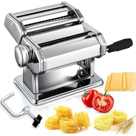 Machine à Pâtes Manuelles en Acier Inoxydable pour Faire Tagliatelle Spaghettis Lasagnes Ravioles 7 échelles (1/4)