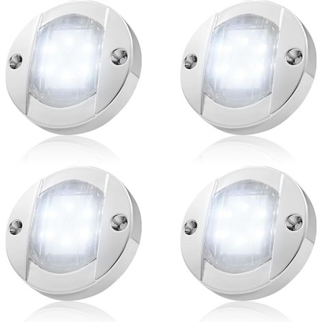 12V LED-Bootsleuchten – 4er-Pack – Weißes ABS-Gehäuse – Wasserdichte Innenbeleuchtung – Für Boote und LKWs – Weißes Licht (1/5)