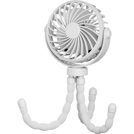 Ventilateur portable rechargeable sans fil avec 3 vitesses pour table poussette et activités extérieures couleur blanche (1/5)