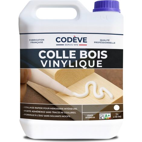 Codève Bois – Colle vinylique 5 L – Pour assemblage bois massif, dérivé, stratifié ou composite – Sèche vite, conforme classe D2 – Prêt à l'emploi pour 6 à 9 m2/l (1/5)
