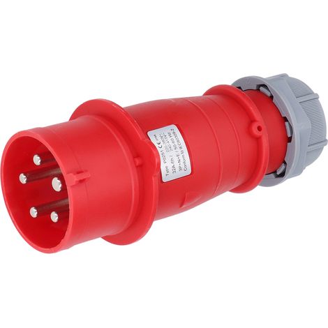 Wasserdichter, industrieller 5-poliger Pilotenstecker, Unterputzmontage, gerade, 3P+N+E, AC 220–380 V / 240–415 V, 32 A (1/5)