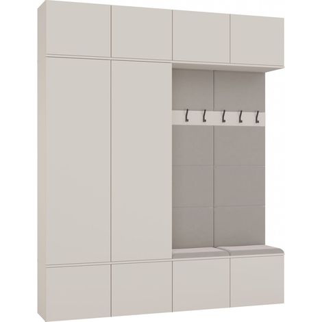 Flurschrank mit Kleiderschrank und Kleiderstange mit Sitzgelegenheit – Kaschmir, modular, funktional (1/5)