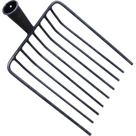 Fourche à foin 9 dents – Tête en acier – Conception légère et dentée – Pour débris et travaux de jardinage (1/5)