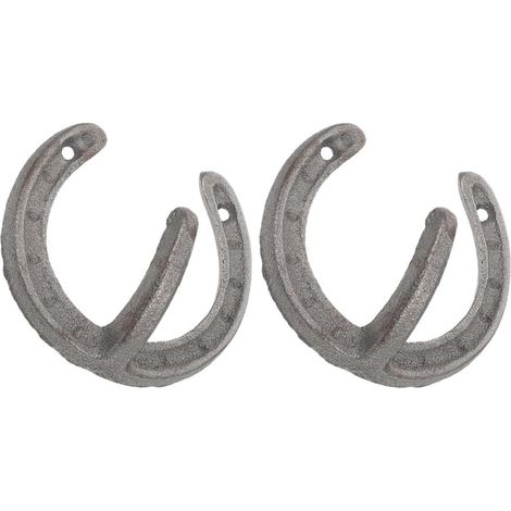 Porte-serviet 2 pièces en fonte, forme de fer à cheval, style rustique (1/5)
