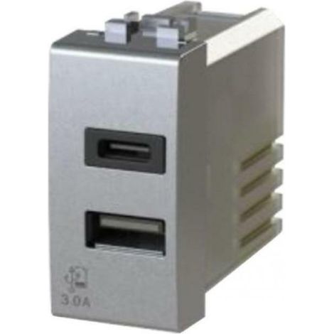 4box usb con conector tipo c y tipo a 3.0a para bticino livingligh tech 4b.nt.usb.30