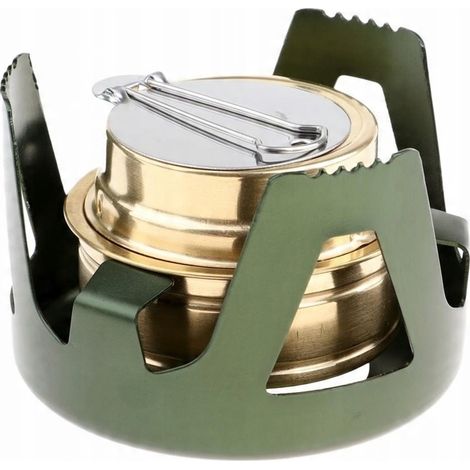 Mini fornello ad alcool liquido da campeggio, attrezzatura da campeggio, picnic, bruciatore verde