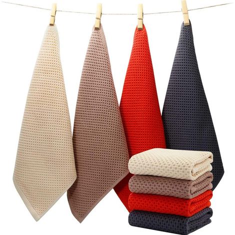 Lot De 4 Torchons kitchen en coton pour le nettoyage et le séchage de la vaisselle 33 x 33cm (1/5)