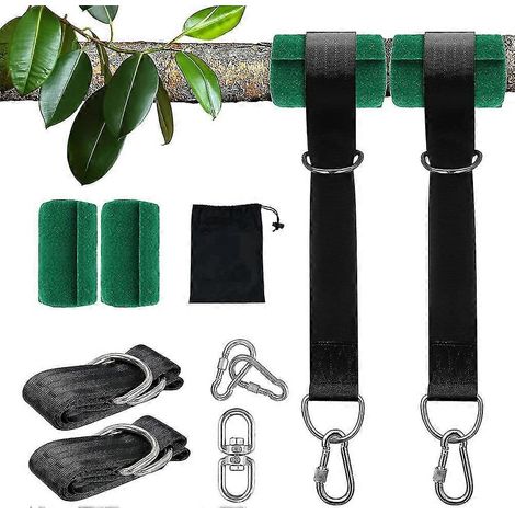 Tree Swing Hanging Straps Kit 2x5ft Heavy Duty Swing Hanger With Carabiners, Tree Protectors And Swivel Hook (1/5)