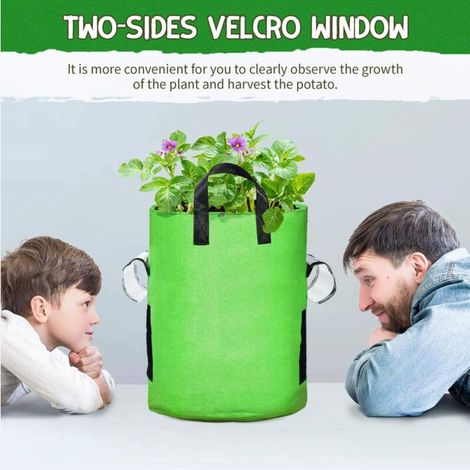 Sacs de culture de pommes de terre de 10 gallons, paquet de 4, sac de plantation de jardin à fenêtre Velcro sur deux côtés avec poignée durable, pots en tissu non tissé épaissi Sacs de culture de légu (1/4)