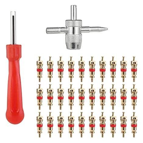 Demonte Valve Pneu Outil,32 PCS Réparation de Voiture Outil Voies avec 30 Obus des Pneus pour Vélo Automatique - (1/5)
