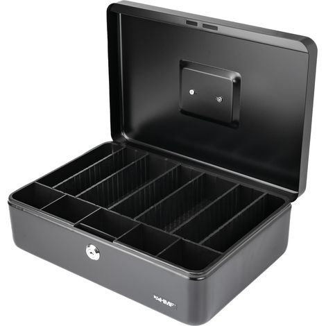 HMF 22036-02 Geldkassette individuelle Facheinteilung, 36 x 25 x 11 cm, Schwarz (1/5)