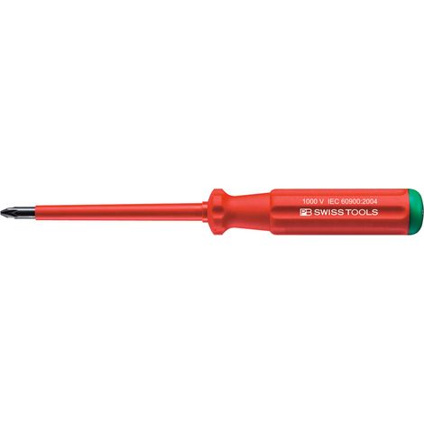 PB Swiss Tools Pozidriv-Schraubendreher SwissGrip, vollisoliert, Kreuzschlitzgröße 1