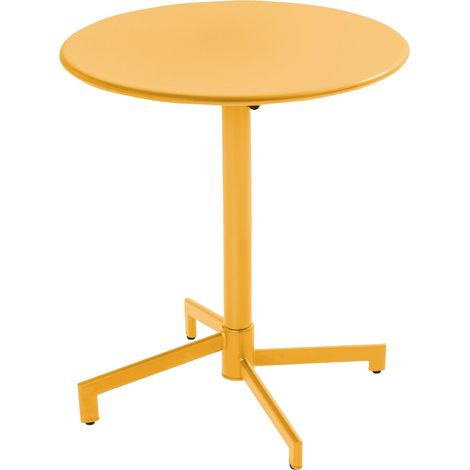 Table de jardin ronde bistrot avec plateau rabattable 70 cm jaune - Palavas