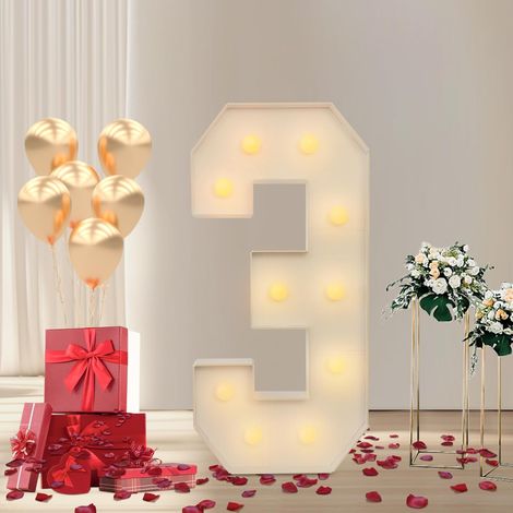 Mosaïque stéréoscopique numérique lumineux ktboard, LED Digital Light, grande lampe décorative chiffres lumineux, décoration lumineuse chaude, fête d'anniversaire mariage Bar decor (3) (1/5)
