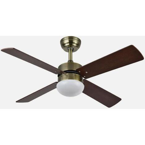 Ventilateur dc sofia 2xe27 leather 4 blades rev.cherry/walnut 40x107d w/remote timer (1/4)
