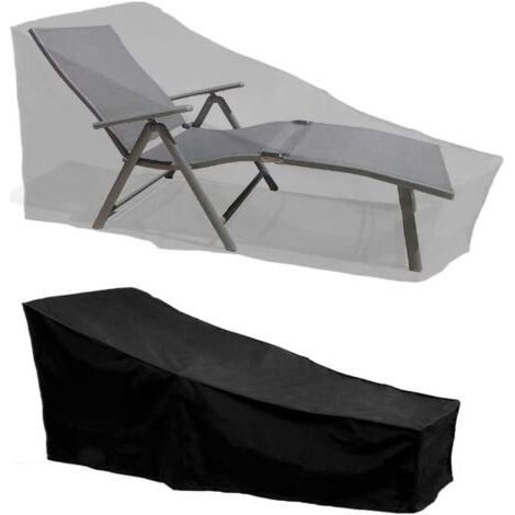 Housse de protection imperméable, coupe-vent et résistante aux UV, en tissu Oxford 210D, idéale pour les transats et chaises de plage (210 x 75 x 40/80 cm) - Noir (1/4)