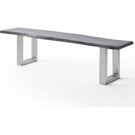 Esszimmer Sitzbank mit 160 cm Breite, Akazie massiv, grau sandgestrahlt - COSENZA-06 (1/3)