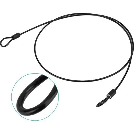 Câble antivol de sécurité de 99,1 cm, 2 mm, en acier avec revêtement en vinyle, câble de sécurité flexible en acier à double boucle (noir) (1/5)