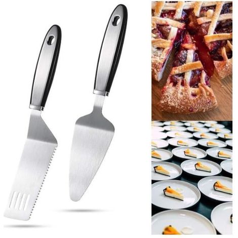 Pelle à gâteau - Ensemble de serveurs à tarte - Acier inoxydable - Ergonomique - Dentelée - Pratique (1/4)