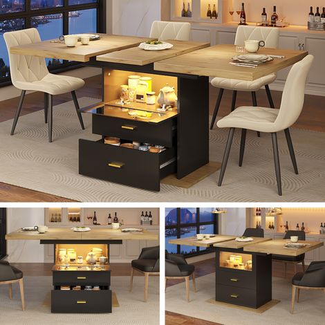 Table Ă manger extensible LED 110-140 x 80 x 75 cm (1/5)