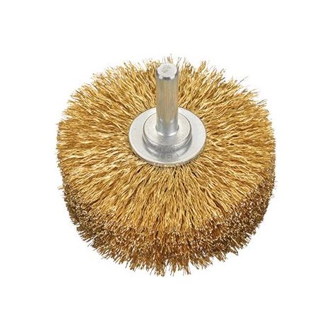 Cepillo circular acero latonado de alambre ondulado con vástago de 8 mm y filamento Ø 0.25 mm (80x35x25 )  Osborn 7003507061 (1/2)