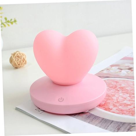Herzförmiges, kreatives Nachtlicht für Kinder, wiederaufladbar, LED-Kinderlampe, 10 x 10 x 9 cm, Rosa (1/5)