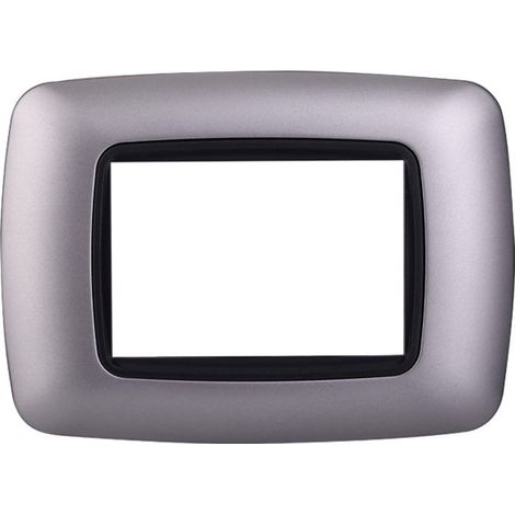 Plaque plastique arrondie 3 modules Bticino Livinglight compatible Ettroit, coloris argent - LN88306