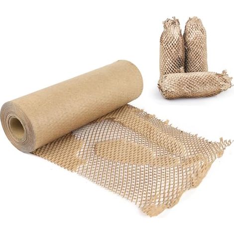 Papier d'emballage alvéolaire 30 cm x 50 m - Papier alvéolaire brun - Alternative écologique au film à bulles plastique pour l'expédition et le déménagement, matériau de calage (1/5)