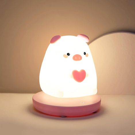 Children's LED Night Light, Silicone Baby Night Light with Touch Sensor, USB Rechargeable Night Light, Children's Bedside Lamp, Birthday Gifts, Adjustable Brightness [Energy Class F] (1/5)