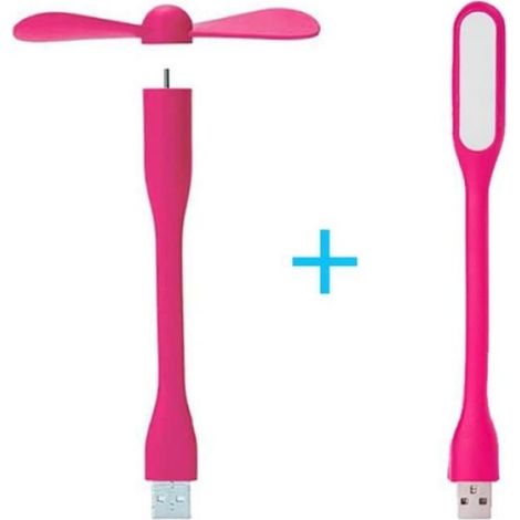 Ventilateur USB - Lampe LED - Pliable - Silencieux 60 dB - Col Flexible - Pour Ordinateur Portable Et Batterie Externe - 1 Pièce - Rose
