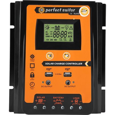 12V/24V 70A PWM and MPPT Solar Charge Controller, Short Version, Battery Regulator, Dual USB Port, LCD Screen (1/5)
