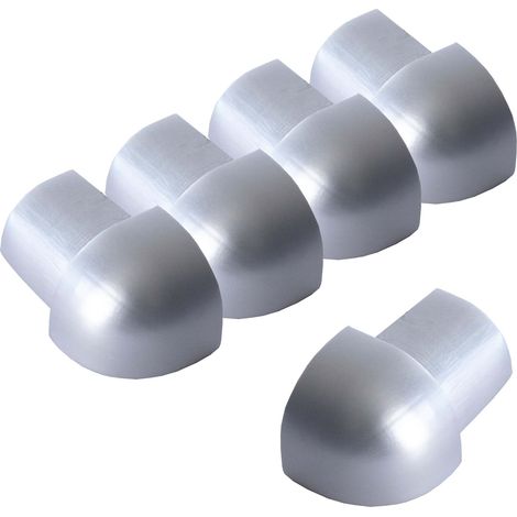 Dalsys Angle extérieur pour rail de carrelage aluminium (anodisé) Profilé en quart de cercle, profilé pour carrelage - 10mm, 5 pièces Chrome brillant