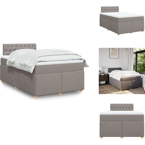 Sommier à lattes de lit avec matelas taupe 120x190 cm tissu - Sommier À Lattes De Lit - Sommiers À Lattes De Lit - Lit - Meuble De Chambre À Coucher (1/5)
