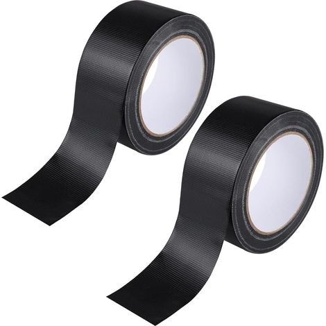 2 Rouleaux Ruban Adhésif Toilé Waterproof, Ruban Adhésif Toilé Noir, Duct Tape, Imperméable Réparations et Bricolage pour Tous Types Réparations Consolider Colmater Connecter, 30 mm x 50 m (1/5)