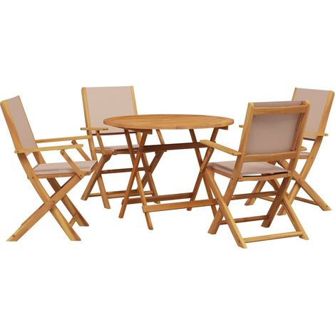 Maison Exclusive - Ensemble à manger de jardin 5 pcs taupe tissu et bois massif