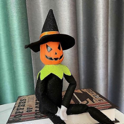 Poupée elfe citrouille d'Halloween, décoration de Noël pour étagère ou maison, cadeau pour enfants, peluche (1/5)