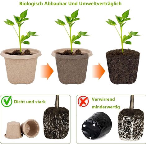 30 Pack Pots de Semis 11cm Biodégradables Pots de Graines de Fibres Pot à Tourbe Écologiques Kits de Pots de Démarrage pour Le Jardin 20 Marqueurs en Plastique 2 Outils de Plantation (1/4)