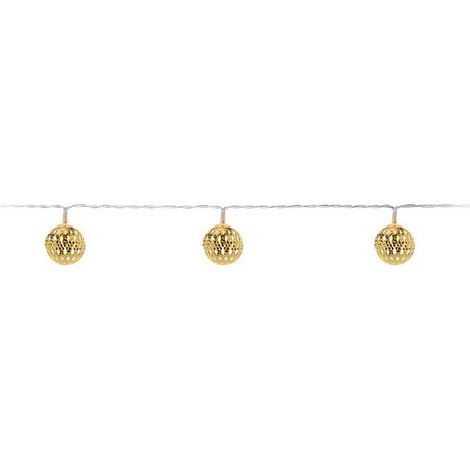 Guirnalda a Pilas Fija 10 LEDs con Bolas Color Oro Luz Blanco Cálido 1,3m (1/5)