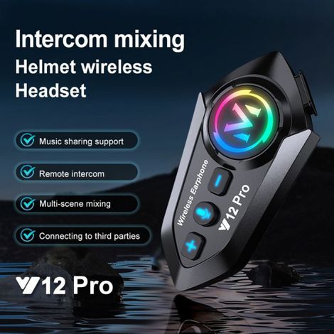 Interphone moto sans fil Y12 PRO, portée 500M, radio FM intégrée, partage de musique pour motards (1/5)