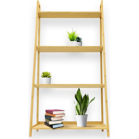 Etagère en bambou Zaria Etagère pour plantes & décoration 4 tages 125 x 32 x 63 cm Entretien facile