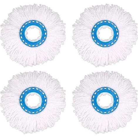 4Pcs Têtes Microfibre Balai, Tête de Vadrouille Rechange Rond Têtes Mop Rotation à 360 pour Nettoyage des Sols (Diamètre 16 cm) (1/4)